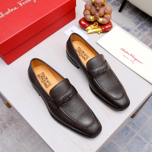 Replica Salvatore Ferragamo Leather Shoes For Men #1230857 $85.00 USD for Wholesale