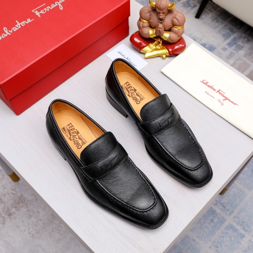 Replica Salvatore Ferragamo Leather Shoes For Men #1230858 $85.00 USD for Wholesale