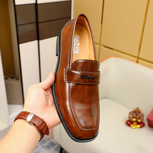 Replica Salvatore Ferragamo Leather Shoes For Men #1230863 $85.00 USD for Wholesale