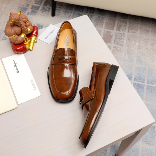 Replica Salvatore Ferragamo Leather Shoes For Men #1230863 $85.00 USD for Wholesale