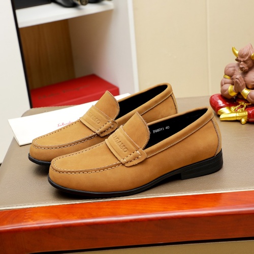 Replica Salvatore Ferragamo Leather Shoes For Men #1243153 $85.00 USD for Wholesale