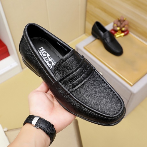 Replica Salvatore Ferragamo Leather Shoes For Men #1243156 $85.00 USD for Wholesale