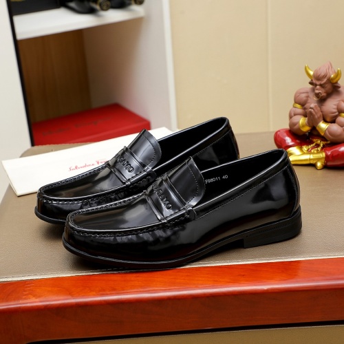 Replica Salvatore Ferragamo Leather Shoes For Men #1243158 $85.00 USD for Wholesale