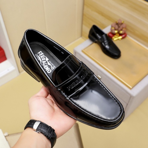 Replica Salvatore Ferragamo Leather Shoes For Men #1243158 $85.00 USD for Wholesale