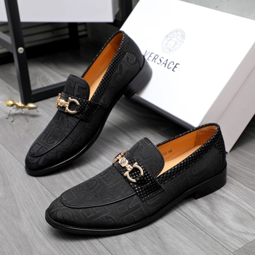 Replica Versace Leather Shoes For Men #1243916, $85.00 USD, [ITEM#1243916], Replica Versace Leather Shoes outlet from China