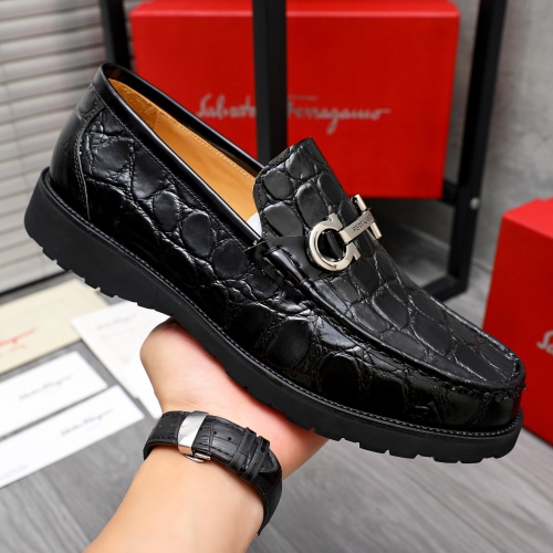 Replica Salvatore Ferragamo Leather Shoes For Men #1243972 $88.00 USD for Wholesale