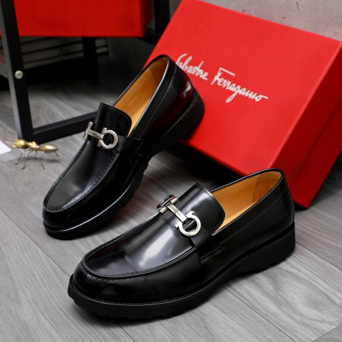 Replica Salvatore Ferragamo Leather Shoes For Men #1243973 $88.00 USD for Wholesale