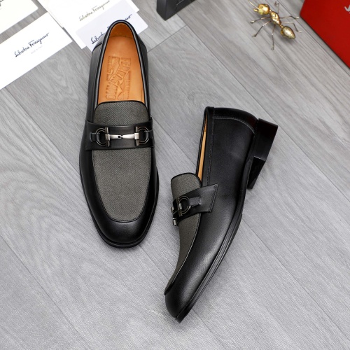 Replica Salvatore Ferragamo Leather Shoes For Men #1243975 $82.00 USD for Wholesale