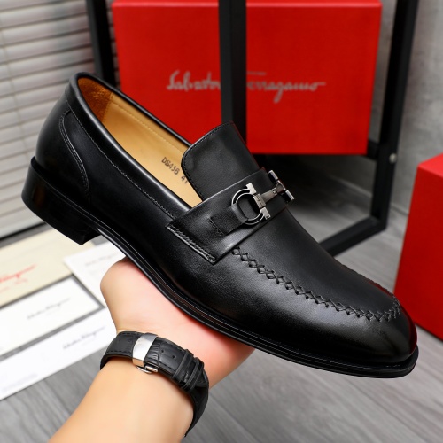 Replica Salvatore Ferragamo Leather Shoes For Men #1243984 $82.00 USD for Wholesale