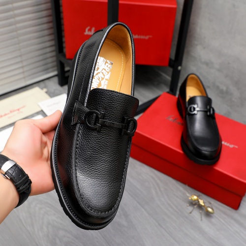 Replica Salvatore Ferragamo Leather Shoes For Men #1243988 $88.00 USD for Wholesale