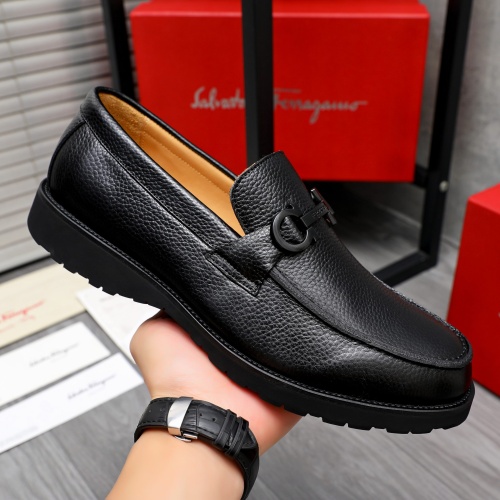 Replica Salvatore Ferragamo Leather Shoes For Men #1243988 $88.00 USD for Wholesale