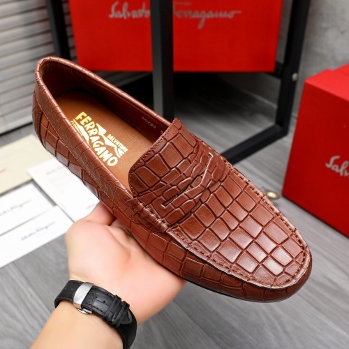 Replica Salvatore Ferragamo Leather Shoes For Men #1243991 $68.00 USD for Wholesale