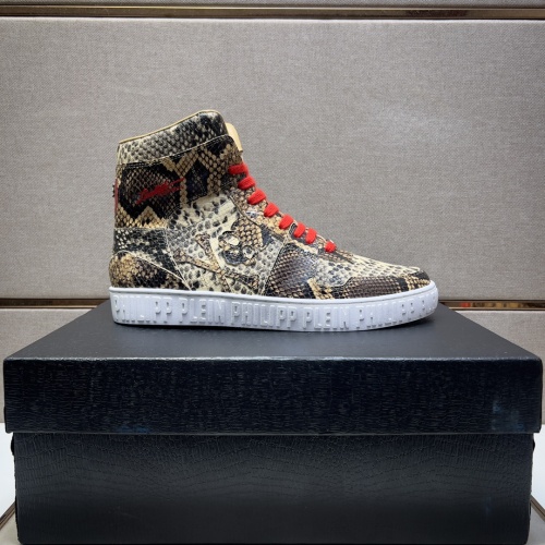 Replica Philipp Plein PP High Tops Shoes For Men #1256609 $102.00 USD for Wholesale