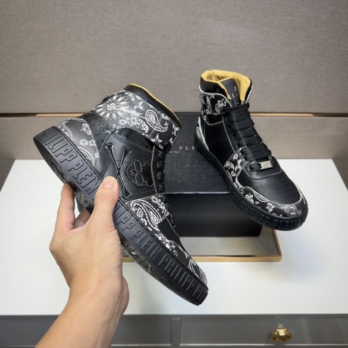 Replica Philipp Plein PP High Tops Shoes For Men #1256615 $102.00 USD for Wholesale