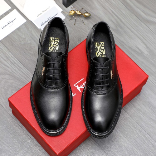 Replica Salvatore Ferragamo Leather Shoes For Men #1256678 $82.00 USD for Wholesale