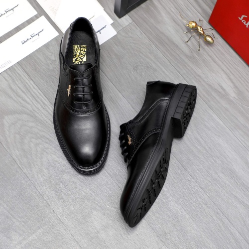 Replica Salvatore Ferragamo Leather Shoes For Men #1256678 $82.00 USD for Wholesale