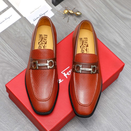 Replica Salvatore Ferragamo Leather Shoes For Men #1256807 $82.00 USD for Wholesale