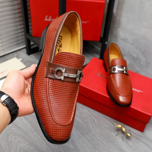 Replica Salvatore Ferragamo Leather Shoes For Men #1256807 $82.00 USD for Wholesale