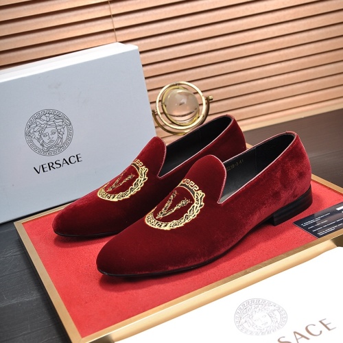 Replica Versace Leather Shoes For Men #1257471, $85.00 USD, [ITEM#1257471], Replica Versace Leather Shoes outlet from China