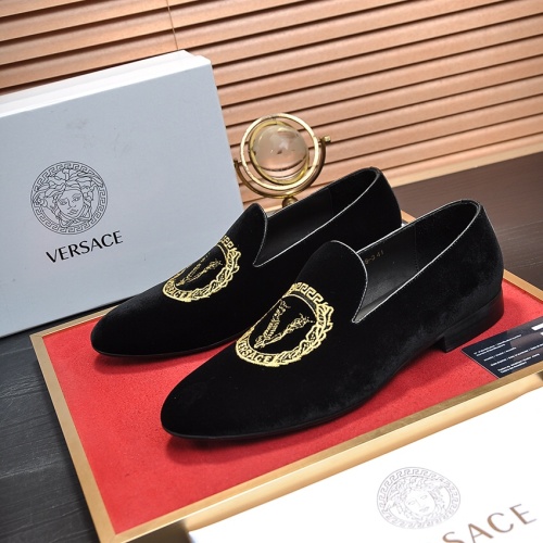 Replica Versace Leather Shoes For Men #1257472, $85.00 USD, [ITEM#1257472], Replica Versace Leather Shoes outlet from China