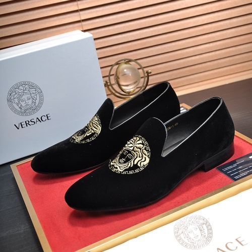 Replica Versace Leather Shoes For Men #1257475, $85.00 USD, [ITEM#1257475], Replica Versace Leather Shoes outlet from China