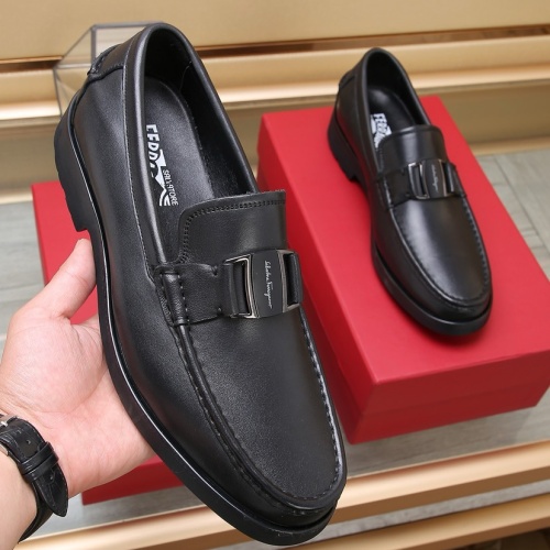 Replica Salvatore Ferragamo Leather Shoes For Men #1257530 $92.00 USD for Wholesale