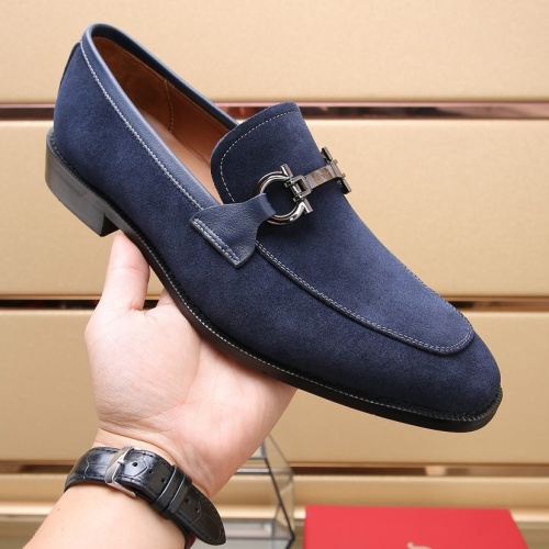 Replica Salvatore Ferragamo Leather Shoes For Men #1257531 $92.00 USD for Wholesale