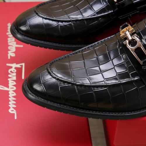 Replica Salvatore Ferragamo Leather Shoes For Men #1257534 $98.00 USD for Wholesale