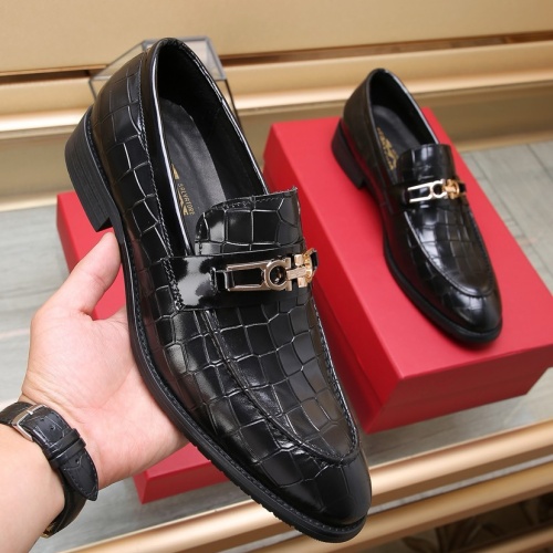 Replica Salvatore Ferragamo Leather Shoes For Men #1257534 $98.00 USD for Wholesale