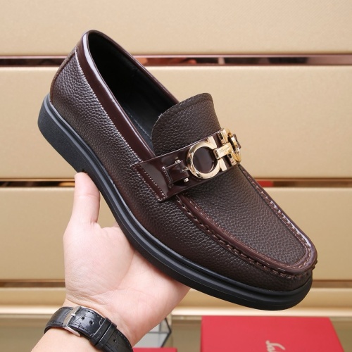 Replica Salvatore Ferragamo Leather Shoes For Men #1257535 $98.00 USD for Wholesale