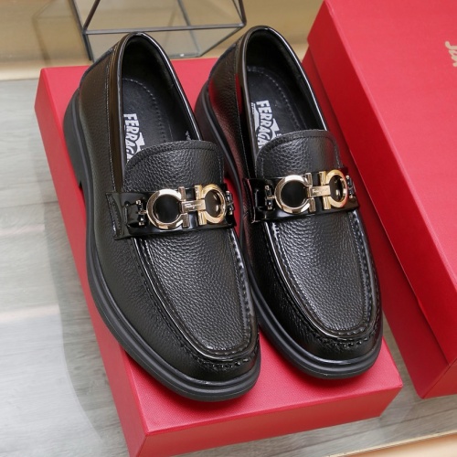 Replica Salvatore Ferragamo Leather Shoes For Men #1257536 $98.00 USD for Wholesale