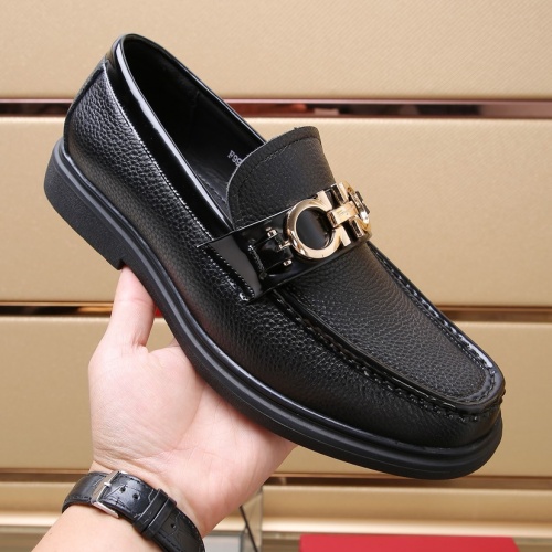 Replica Salvatore Ferragamo Leather Shoes For Men #1257536 $98.00 USD for Wholesale