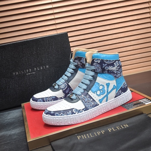 Replica Philipp Plein PP High Tops Shoes For Men #1265781, $105.00 USD, [ITEM#1265781], Replica Philipp Plein PP High Tops Shoes outlet from China