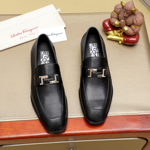 Replica Salvatore Ferragamo Leather Shoes For Men #1266612 $85.00 USD for Wholesale