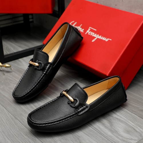 Replica Salvatore Ferragamo Leather Shoes For Men #1266616 $68.00 USD for Wholesale