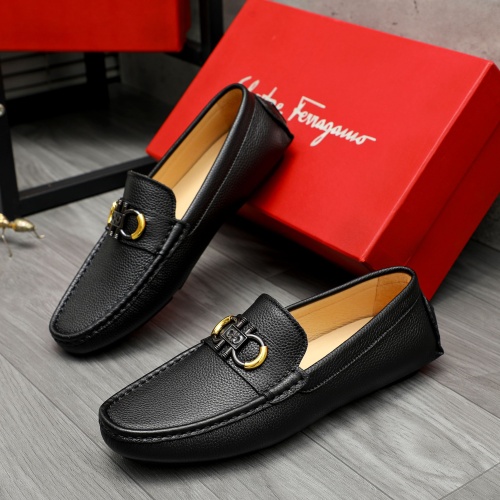 Replica Salvatore Ferragamo Leather Shoes For Men #1266617 $68.00 USD for Wholesale