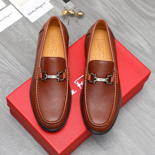 Replica Salvatore Ferragamo Leather Shoes For Men #1266628 $85.00 USD for Wholesale