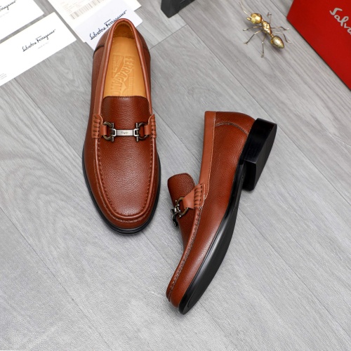 Replica Salvatore Ferragamo Leather Shoes For Men #1266628 $85.00 USD for Wholesale