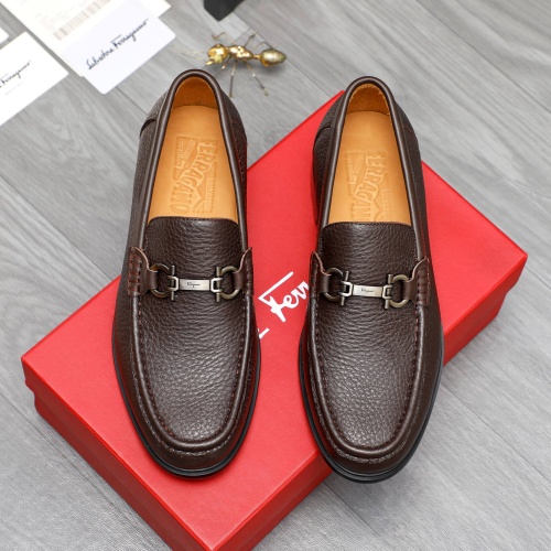 Replica Salvatore Ferragamo Leather Shoes For Men #1266629 $85.00 USD for Wholesale