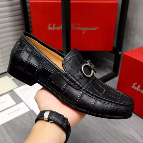 Replica Salvatore Ferragamo Leather Shoes For Men #1274221 $88.00 USD for Wholesale