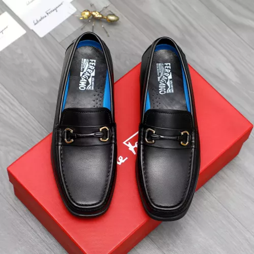 Replica Salvatore Ferragamo Leather Shoes For Men #1284696 $88.00 USD for Wholesale