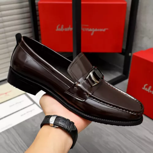 Replica Salvatore Ferragamo Leather Shoes For Men #1284701 $100.00 USD for Wholesale