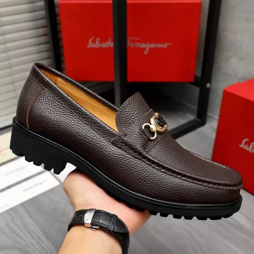 Replica Salvatore Ferragamo Leather Shoes For Men #1284766 $88.00 USD for Wholesale