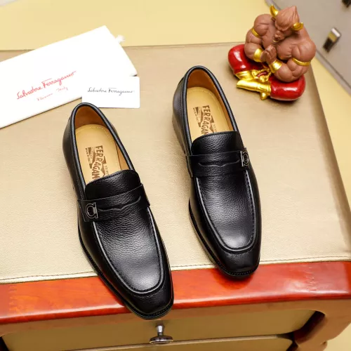 Replica Salvatore Ferragamo Leather Shoes For Men #1285174 $85.00 USD for Wholesale