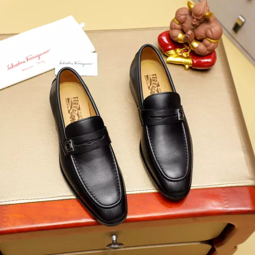 Replica Salvatore Ferragamo Leather Shoes For Men #1285175 $85.00 USD for Wholesale