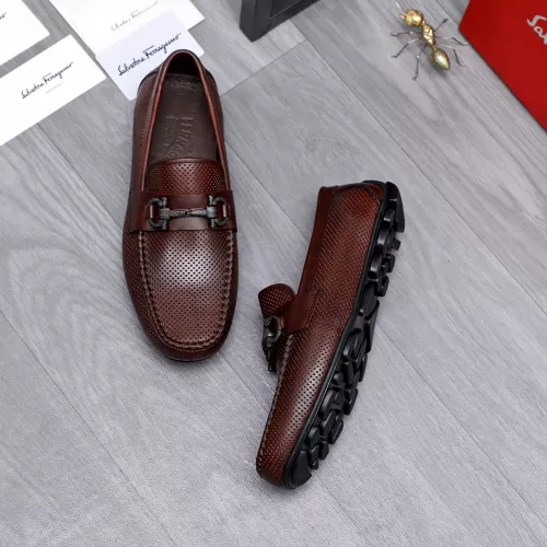 Replica Salvatore Ferragamo Leather Shoes For Men #1291941 $88.00 USD for Wholesale