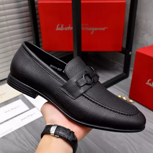 Replica Salvatore Ferragamo Leather Shoes For Men #1293133 $85.00 USD for Wholesale