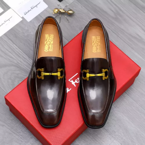 Replica Salvatore Ferragamo Leather Shoes For Men #1293138 $85.00 USD for Wholesale