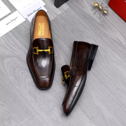 Replica Salvatore Ferragamo Leather Shoes For Men #1293138 $85.00 USD for Wholesale