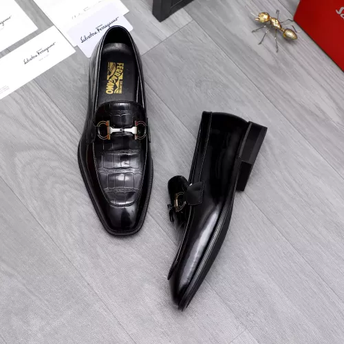 Replica Salvatore Ferragamo Leather Shoes For Men #1293144 $85.00 USD for Wholesale